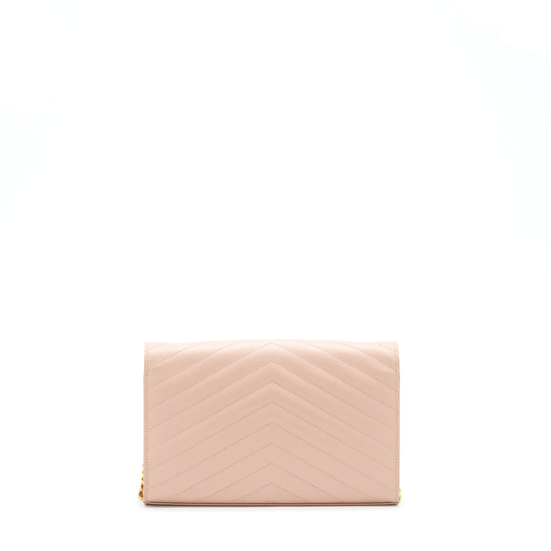 Saint Laurent/YSL Cassandre Matelasse Chain Wallet Grained Calfskin Pale Blush GHW