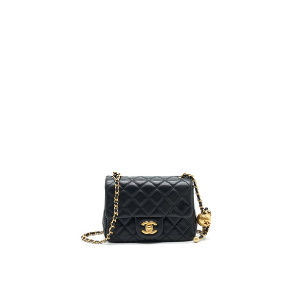 Chanel 21B pearl crush Square mini flap Bag black GHW (new version with microchip)