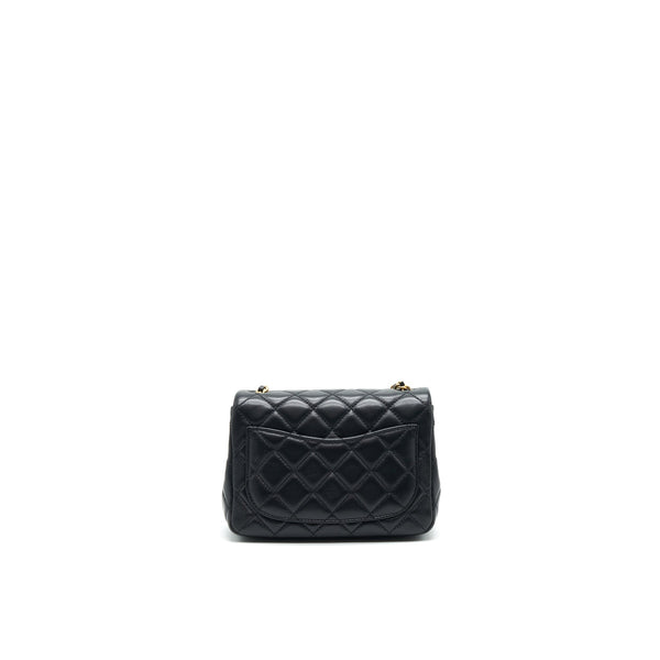 Chanel 22C Pearl Crush Mini Square Rectangular Flap Bag Black GHW（Microchip)