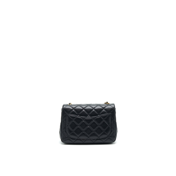 Chanel Pearl Crush Mini Square Flap Bag Lambskin Black GHW