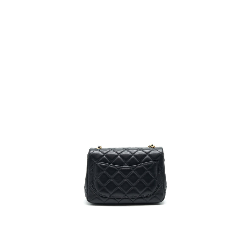 Chanel 22C Pearl Crush Mini Square Flap Bag Black Lambskin GHW (Microchip)