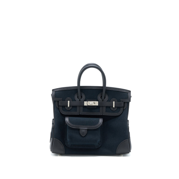 Hermes Birkin 25 Cargo Toile Goeland/Swift Black GHW Stamp U