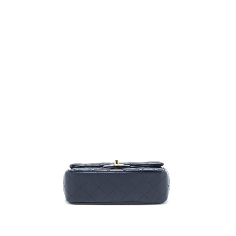 Chanel Mini Rectangular Flap Bag Lambskin Navy LGHW