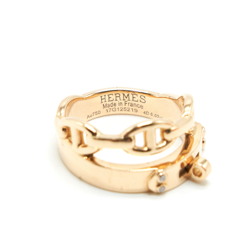 Hermes Size49 Farandole and Kelly Ring Rose Gold With 4 Diamonds