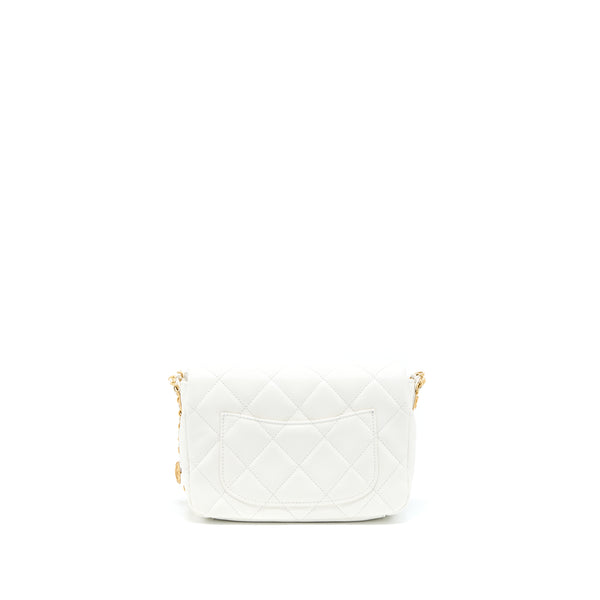 Chanel 22A Small Flap Bag Caviar White Brushed GHW (Microchip)