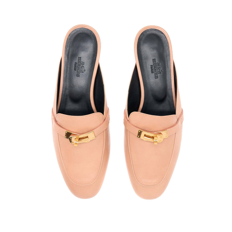 Hermes Size 38 Mules Femme OZ Chevre Rose Aube RGHW