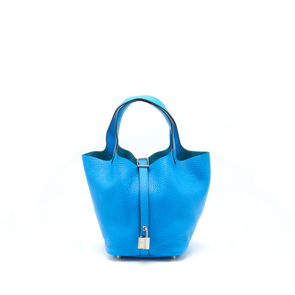Hermes Picotin 18 Clemence Blue SHW Stamp A