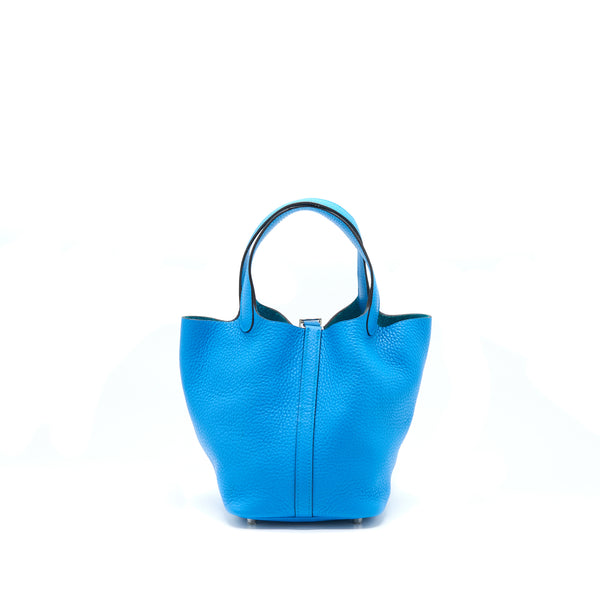Hermes Picotin 18 Clemence Blue SHW Stamp A