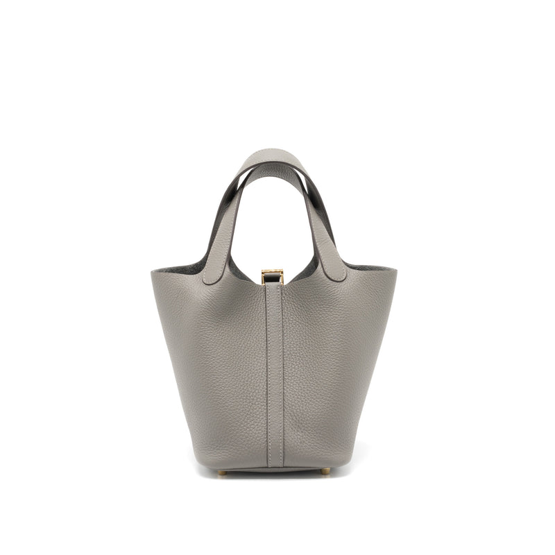Hermes Picotin 18 Lock Bag Clemence 0L Gris Meyer GHW Stamp U