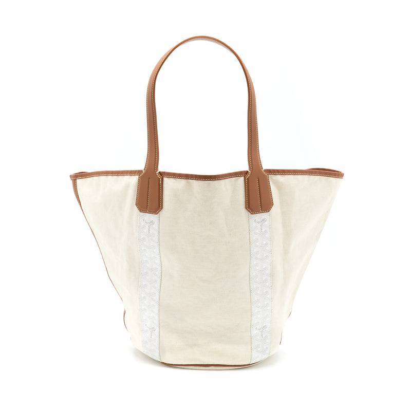 White Goyardine Canvas Belharra Reversible Tote