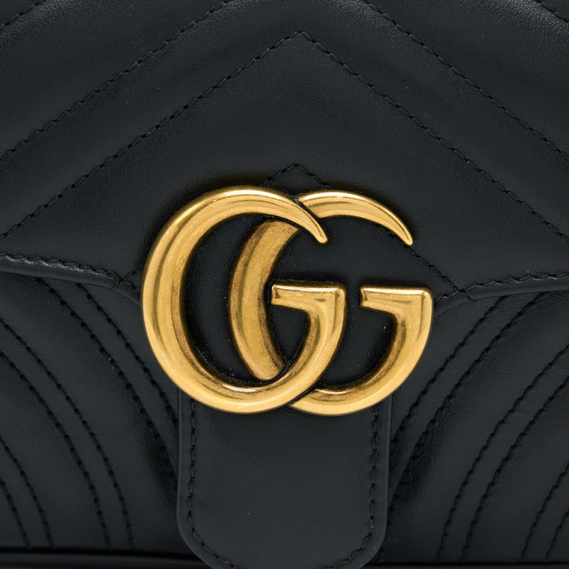 Gucci Small Marmont Shoulder Bag Calfskin Black GHW