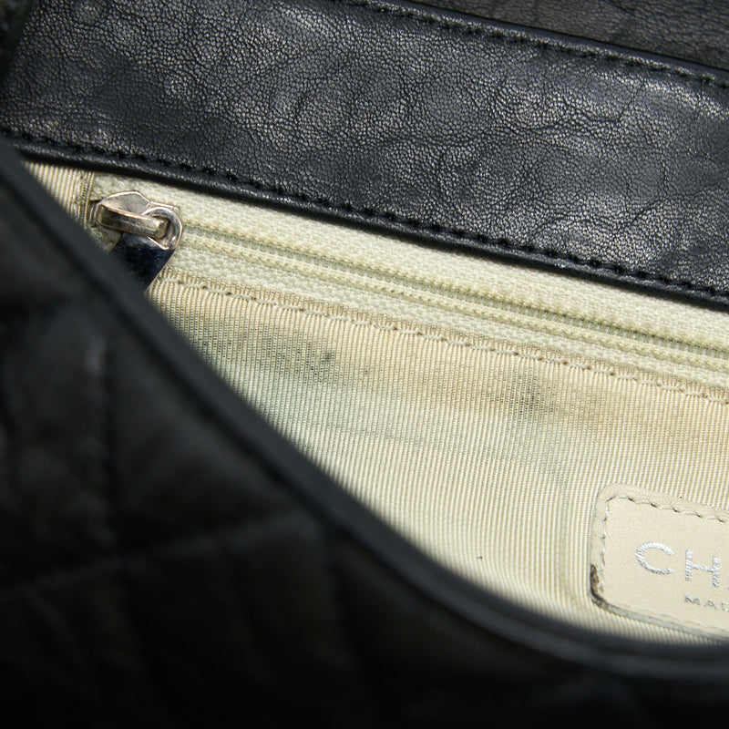 Chanel Quilted Chain Around MAXI Flap Bag Lambskin Black SHW
