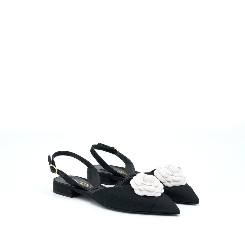 Chanel Size 37C Camellia Flap Sandel Black