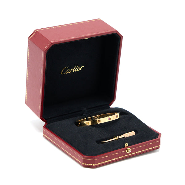 Cartier Size 17 Love Bracelet Multi Gem Rainbow Rose Gold