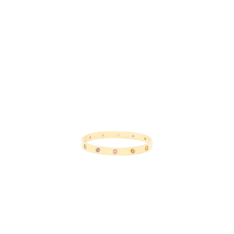 Cartier Size 17 Love Bracelet Multi Gem Rainbow Rose Gold