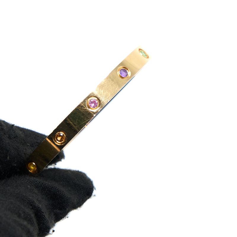 Cartier Size 17 Love Bracelet Multi Gem Rainbow Rose Gold