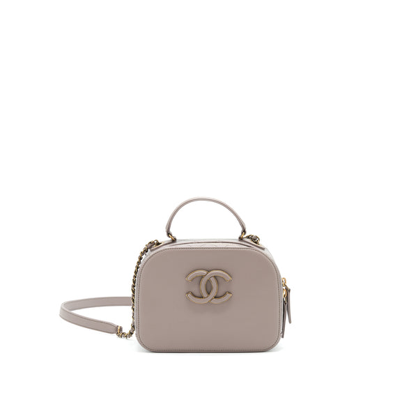 Chanel CC logo vanity with handle and Chain Grey with GHW