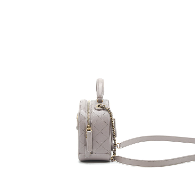 Chanel CC logo vanity with handle and Chain Grey with GHW