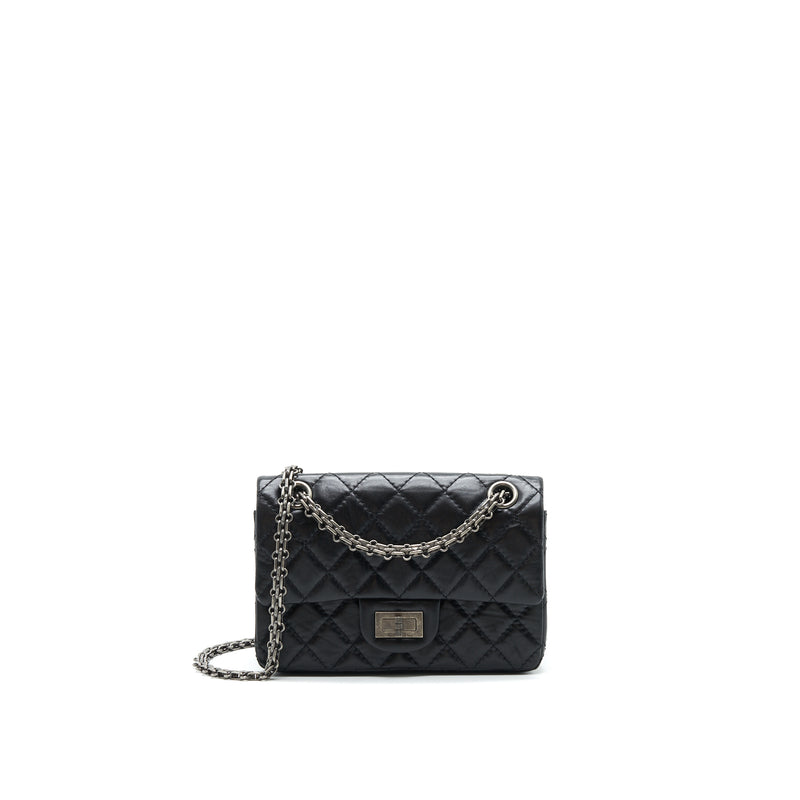 Chanel Mini 2.55 reissue Flap Bag Black with ruthenium Hardware