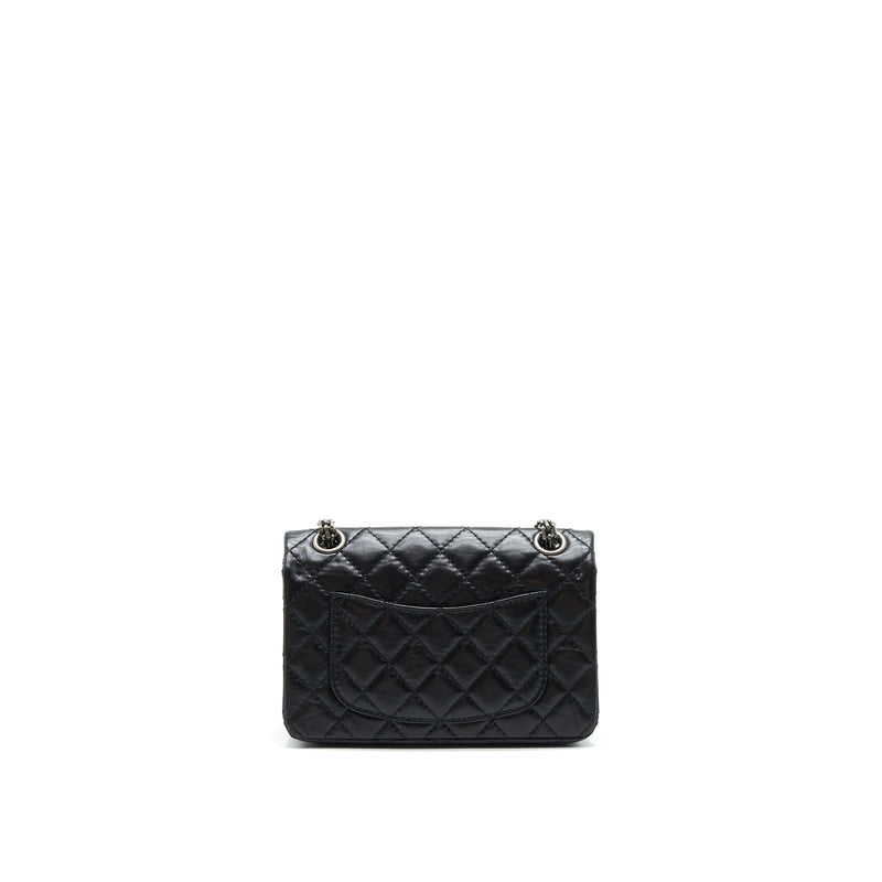 Chanel Mini 2.55 reissue Flap Bag Black with ruthenium Hardware