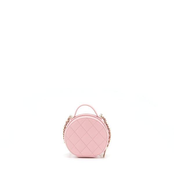 Chanel 22C Mini Round Purse Vanity Caviar Light Pink LGHW