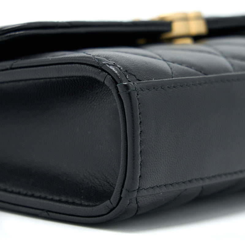 Chanel 22B Flap Bag With Enamel Top Handle Lambskin Black GHW