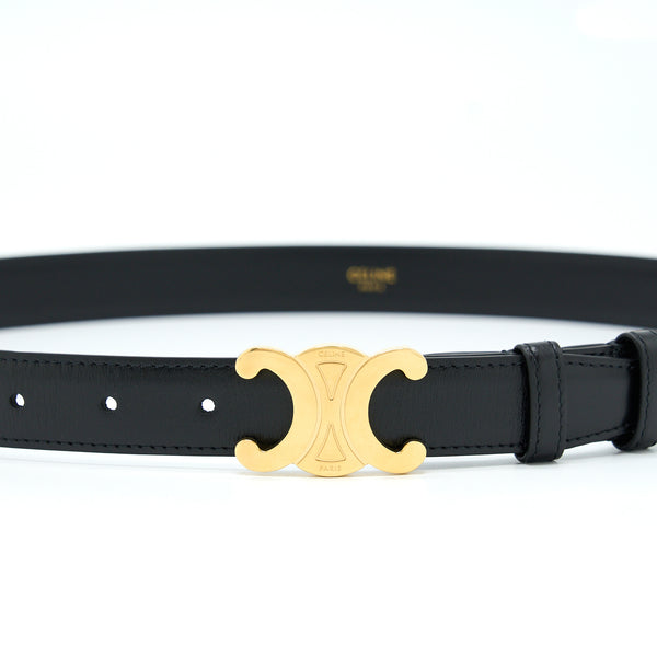 Celine Size 85 Triomphe Belt Smooth Calfskin Black GHW