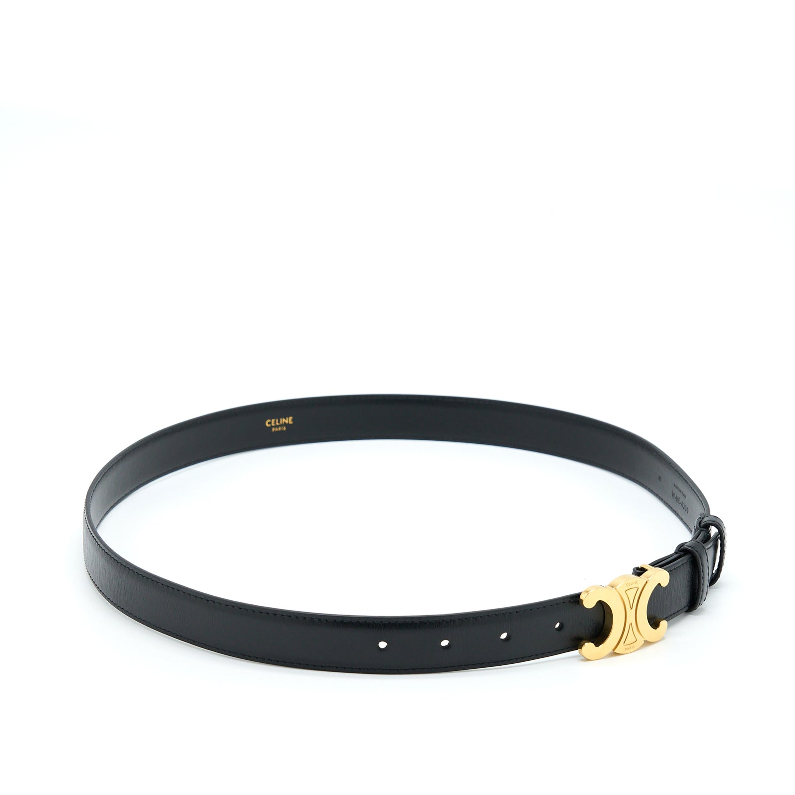 Çëline Black Ｔri0mphe Smooth Calfskin Belt- store Size 95cm