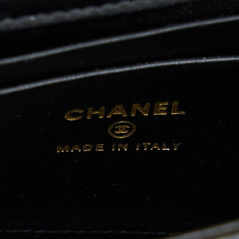 Chanel 22B Flap Bag With Enamel Top Handle Lambskin Black GHW