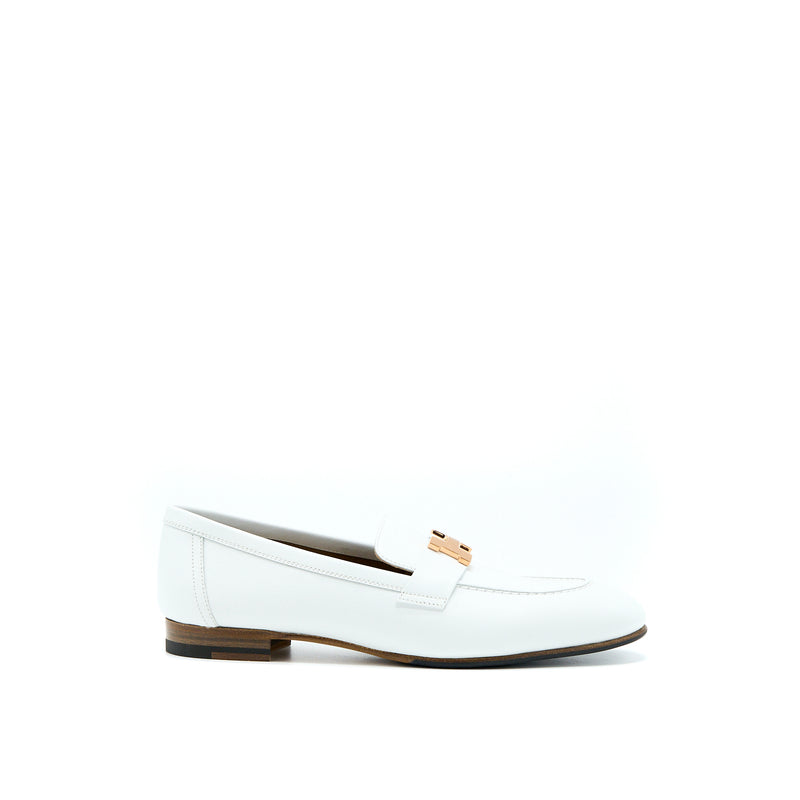 Hermes Size 37.5 Paris Loafer White RGHW
