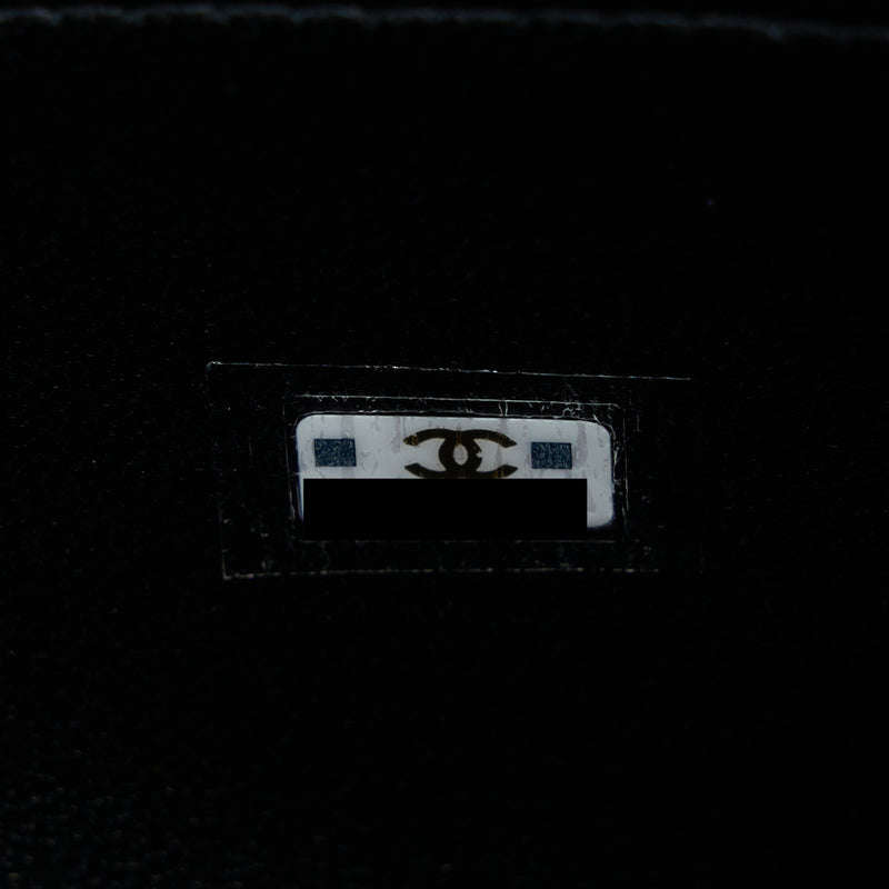 Chanel 22B Flap Bag With Enamel Top Handle Lambskin Black GHW
