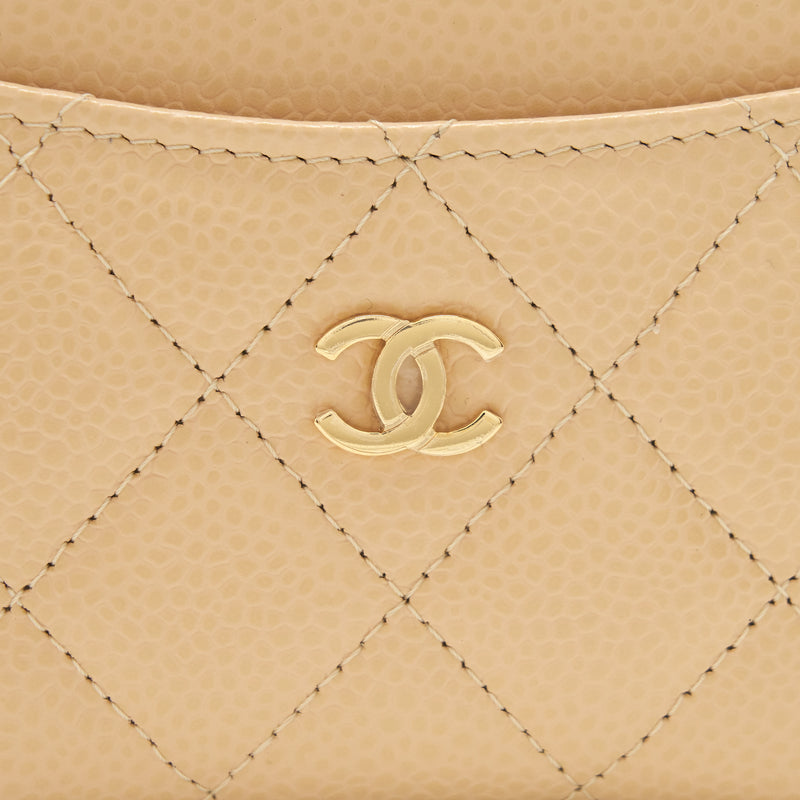 Chanel Card Holder Caviar beige GHW