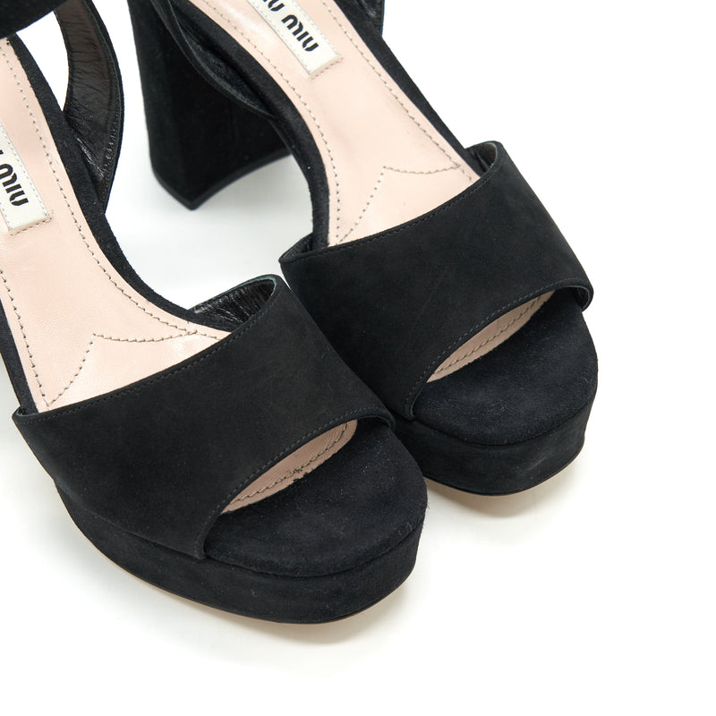 Miumiu size36 suede Leather high Heel Sandal black
