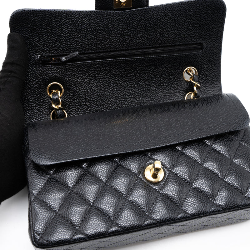 Chanel Small Classic Flap Bag Caviar Black SHW(Microchip)
