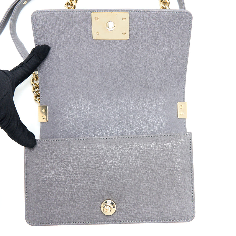 Chanel Small Boy Bag Caviar Grey LGHW
