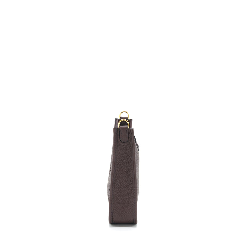 Hermes Mini Evelyne Clemence Rouge Sellier, With Multicolour Strap GHW Stamp U