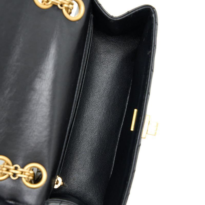 Chanel 2.55 Reissue Mini Chevron Flap Bag Aged Calfskin  Black GHW