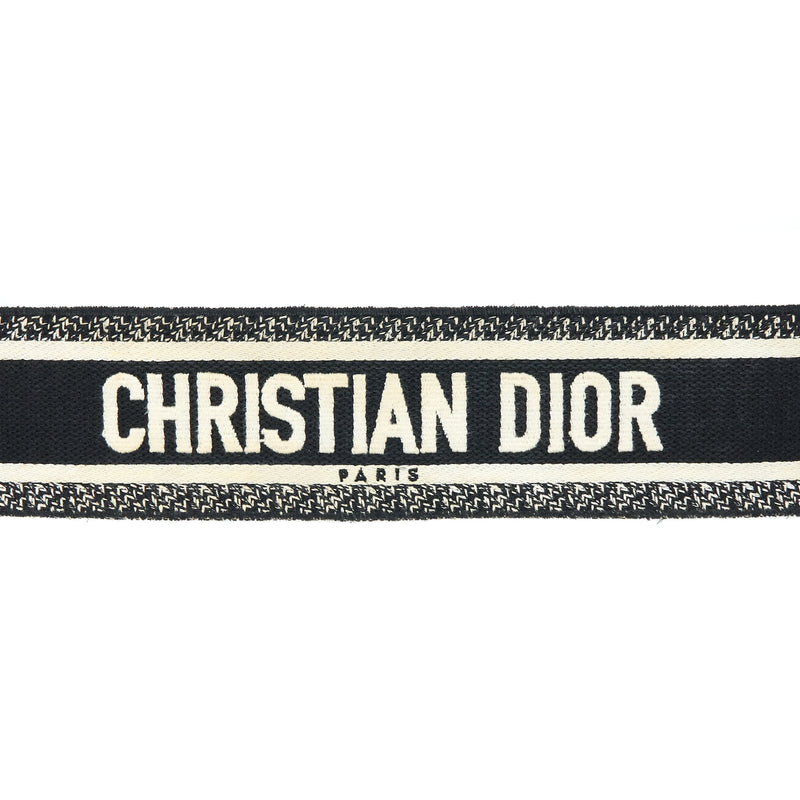 Dior Canvas Embroidered Shoulder Strap Black/White SHW