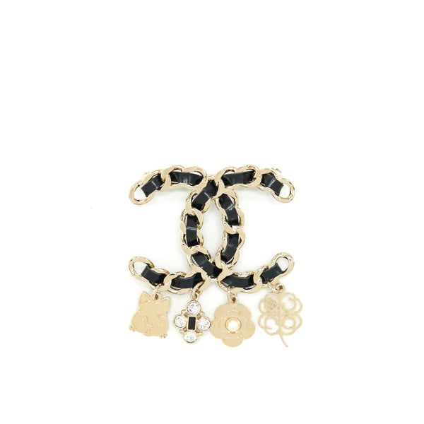 Chanel Leather Chain With Drop Charms Brooch LGHW