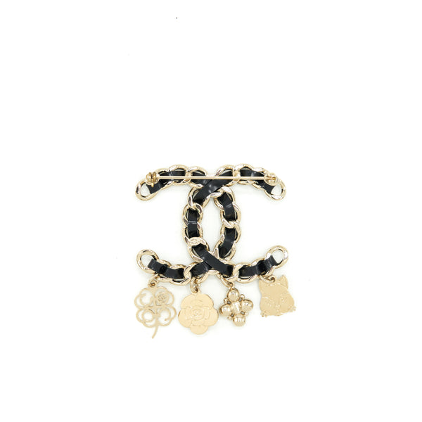 Chanel Leather Chain With Drop Charms Brooch LGHW