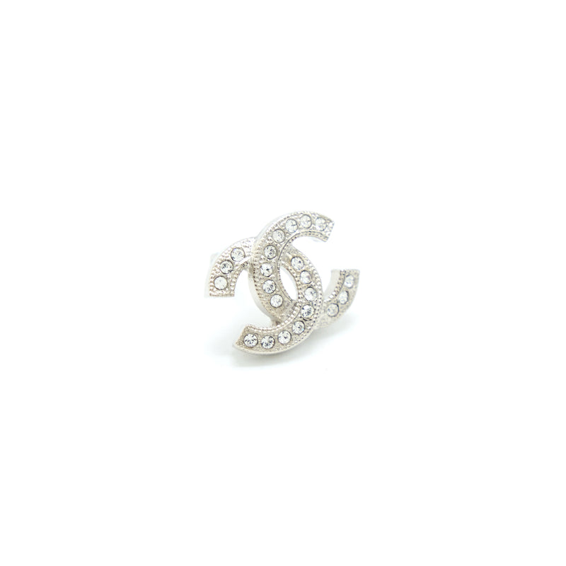 Chanel Classic CC Earrings Crystal Silver Tone