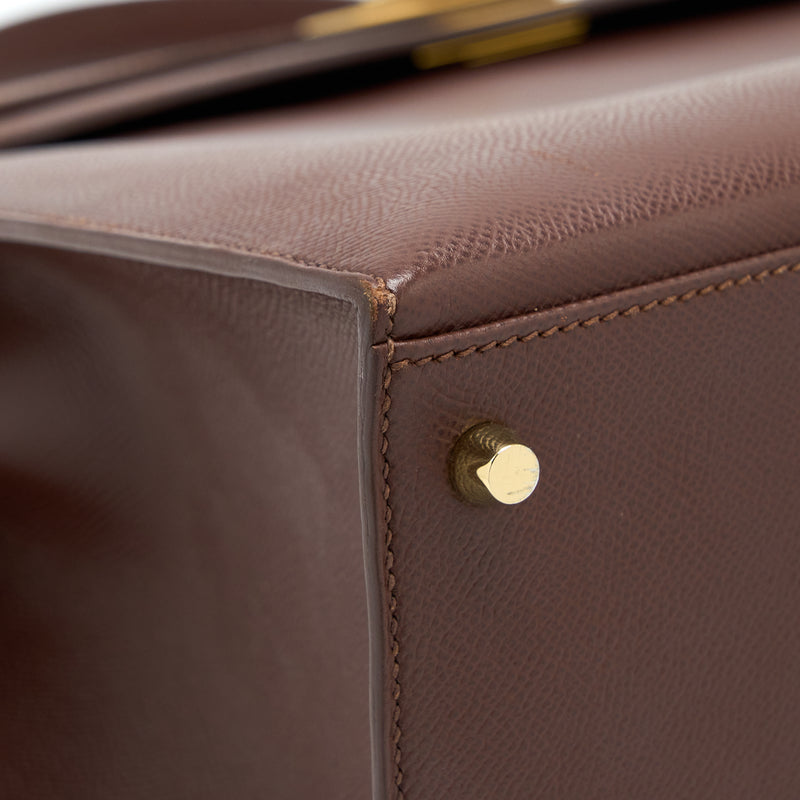 Hermes Kelly 40 Epsom chocolate GHW Stamp Square O