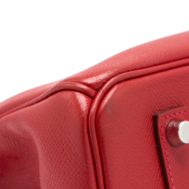 Hermes Birkin 35 Epsom Red SHW Stamp Square Q