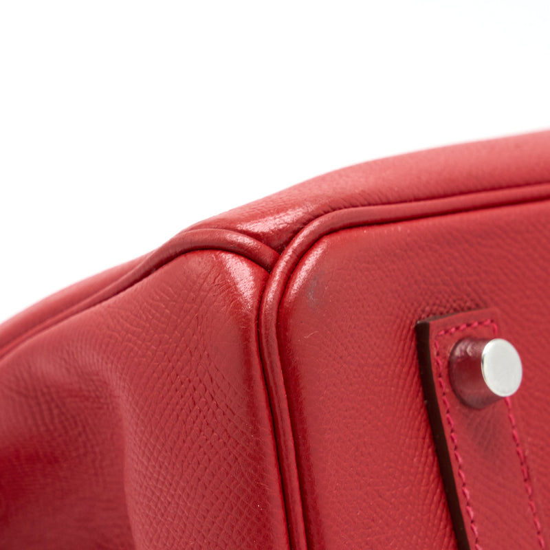 Hermes Birkin 35 Epsom Red SHW Stamp Square Q