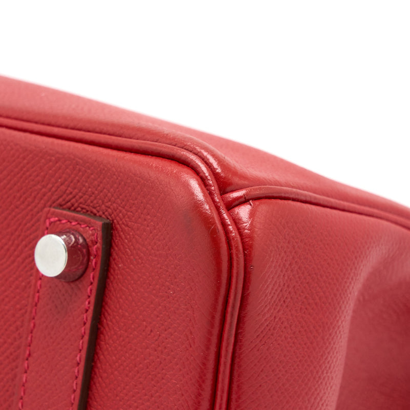 Hermes Birkin 35 Epsom Red SHW Stamp Square Q