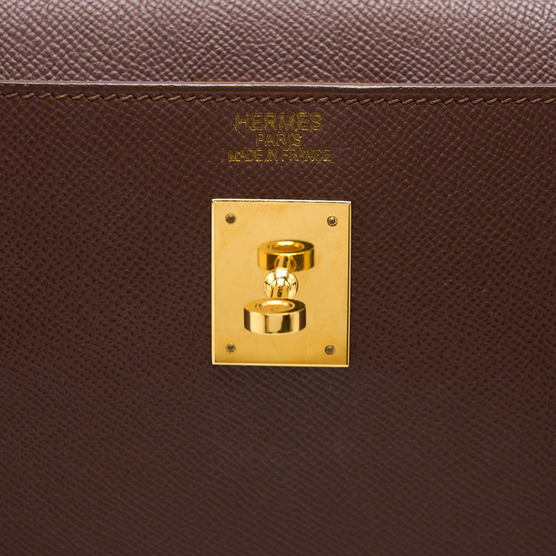 Hermes Kelly 40 Epsom chocolate GHW Stamp Square O