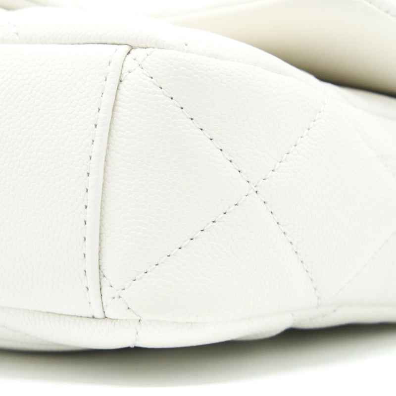 Chanel 22A Small Flap Bag Caviar White Brushed GHW (Microchip)