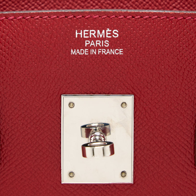 Hermes Birkin 35 Epsom Red SHW Stamp Square Q