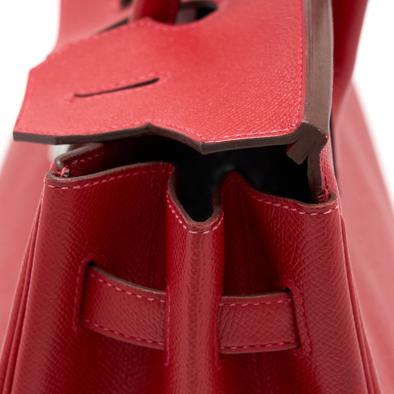 Hermes Birkin 35 Epsom Red SHW Stamp Square Q