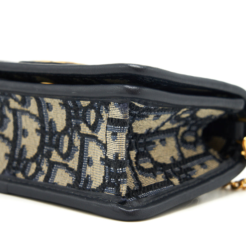 Dior 30 Montaign Nano pouch with Chain Blue Oblique jacquard